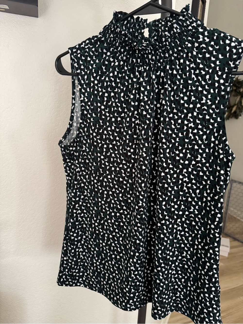 Sleeveless Smocked Neck Blouse